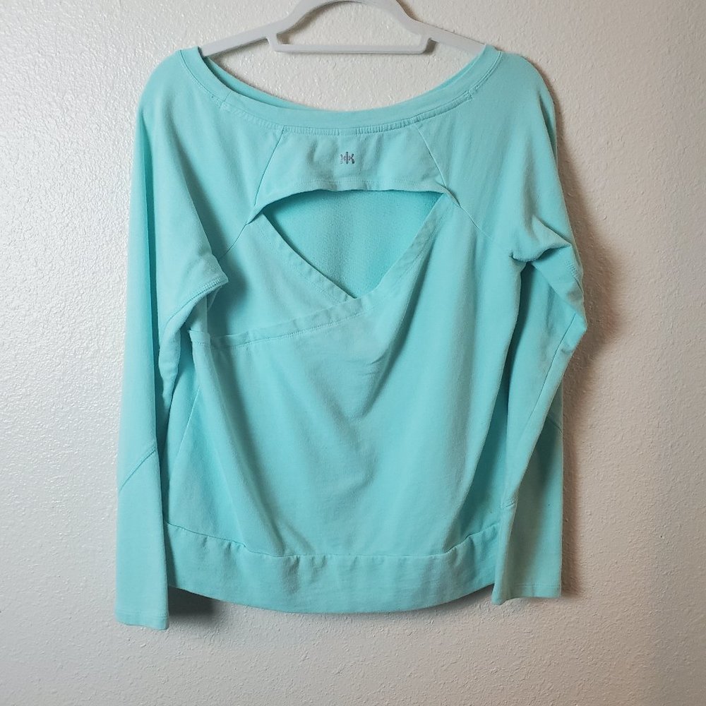 KYODAN Keyhole Back Athletic Sweatshirt Girl’s size L Blue Green